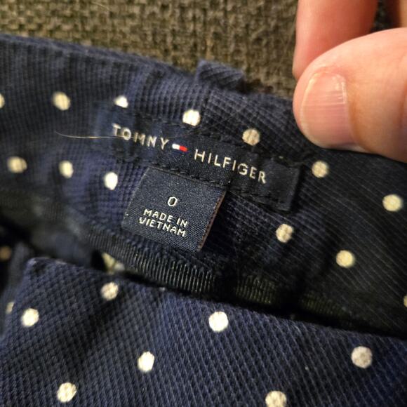 Tommy Hilfiger Navy White Polka Dot Pants Women’s Size 0 Slim Ankle - Picture 3 of 7